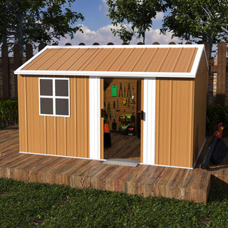 Heavy Duty Metal Storage Shed With Windows And Lockable Door, Weatherproof Outdoor Garden Shed