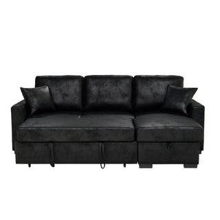 Upholstered Sectional With Pull-Out Bed And Chaise Storage