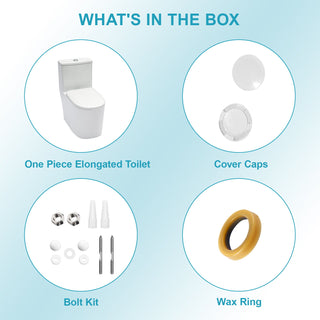 1 Piece Toilet For Bathroom, Soft Closing Seat, Dual Flush 1.1 / 1.6 Gpf - White