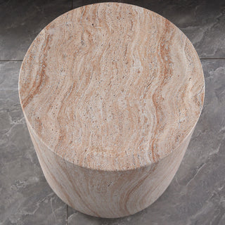 Tall Cylindrical Accent Coffee Table In - Beige / Yellow