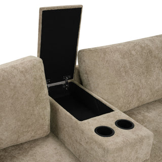 Modular 5 Seat U-Shape Sectional Sofa With Chaise Lounge, Built In Cup Holders And Storage Drawer