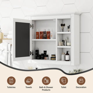 Wall Mounted Medicine Cabinet With Mirror And 3 Open Shelves