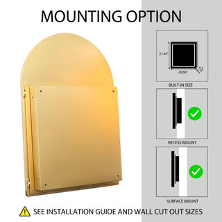 Arched Recessed Medicine Cabinet, Metal Framed Bathroom Wall Cabinet With Mirror And Adjustable Shelves, Wall Mirror With Storage For Bathroom