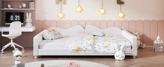 Upholstered Daybed, Sherpa Fabric Sofabed With Cloud-Shaped Backrest