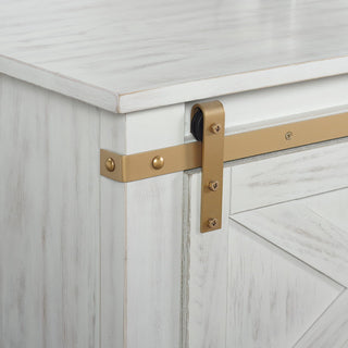 Console Table With Storage Drawer And Open Shelves - Antique White / Gold