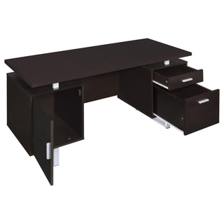 2 Drawer Floating Top Office Desk, Storage Features - Cappuccino