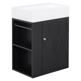 Modern Bathroom Vanity With Sink, Diamond Pattern Doors