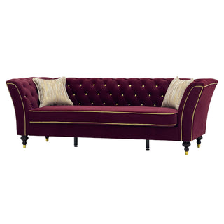 3 Person Sofa With Deep Seat, Tufted Backrest