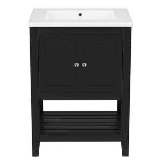 Modern Bathroom Vanity With Sink And Open Shelf