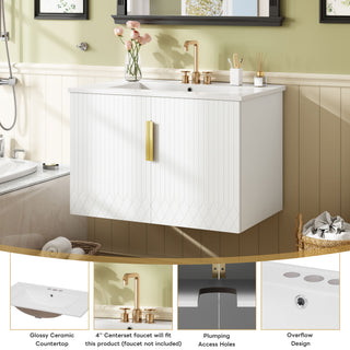 Bathroom Vanity With Sink, Rectangular Storage Cabinet With 2 Soft Closing Doors