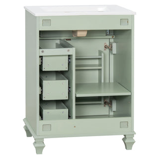 Freestanding Bathroom Vanity With Sink, 3 Drawers & Flip-Out Drawer