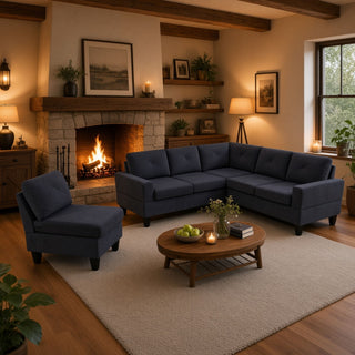 Modular L - Shaped Sectional Sofa 6 Seater 4 Piece Couch With Chaise