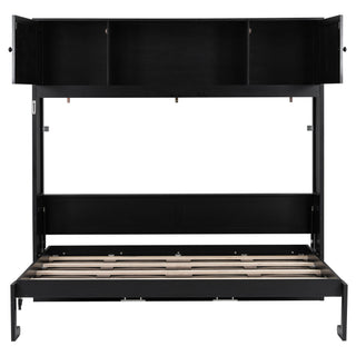 Rustic Casual Murphy Bed With Storage Cabinets