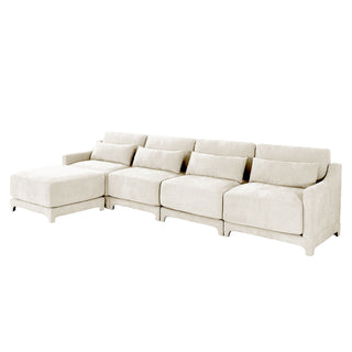Stylish Sofa With Ottoman And Lumbar Pillows, Ergonomic Design