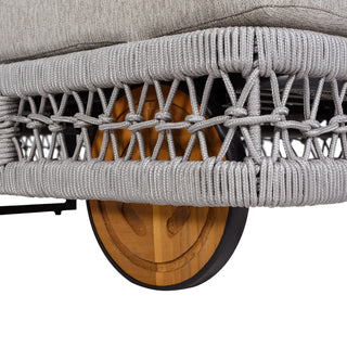 Outdoor Chaise Lounge With Wheels, 5 Position Adjustable Backrest
