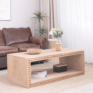 Beaded Edge Coffee Table With Open Storage Shelf