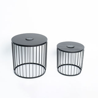 Solar Powered Nesting Side Table Set - Black