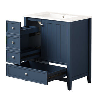 Modern Bathroom Vanity With Sink, 1 Cabinet & 3 Drawers