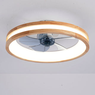 Ceiling Fans With LED Light Source And Remote Control, 3000 - 6500K Dimmable, 6 Speeds, Quiet DC Motor For Living Room - Natural Wood / White