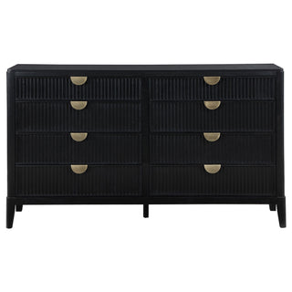 Mason - 8 Drawer Dresser With Fluted Design - Black