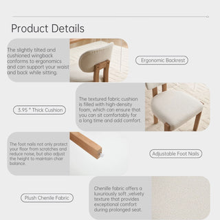 Dining Chairs With Ergonomic Backrest And Adjustable Feet (Set of 2)