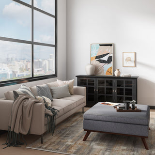 Owen - Square Coffee Table Storage Ottoman - Slate Gray