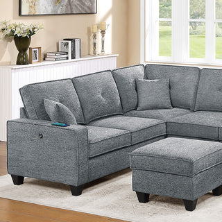 5 Piece Sectional Set With USB Port And Ottoman