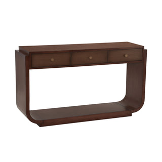 Console Table With 3 Drawers, Display Shelf, Curved Legs - Walnut