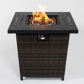 Square Fire Pit Table - Black Brown
