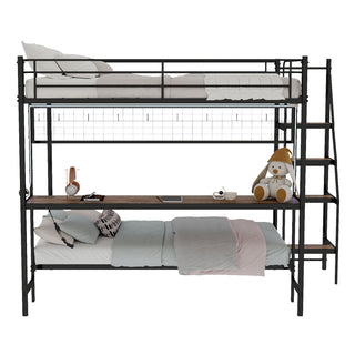 Bunk Bed With Built In Desk And LED Lighting