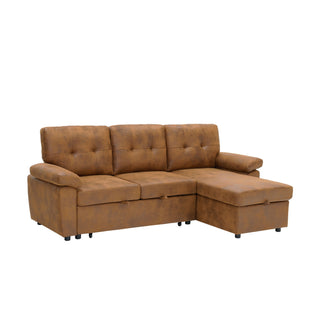 Convertible L - Sectional Sofa Bed With Storage Chaise And Padded Armrests