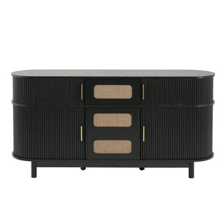 Fluted Sideboard Buffet Cabinet With Sliding Doors And Adjustable Shelves