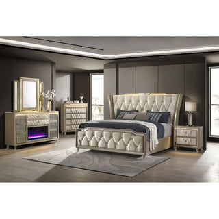 Mika - 8 Drawer LED Dresser And Mirror Set - Ivory
