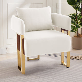 Modern Classic Design Decorative Chair Teddy Fleece Upholstered And Metal Foot