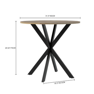 Round Dining Table For 2 - 4 People, Compact Kitchen Or Dining Room - Rustic Brown