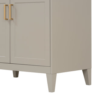 30" Bathroom Vanity With Sink Top, Soft Close Double Doors & Tip Out Drawer, Adjustable Interior Shelf, Door Mounted Organizers - Beige