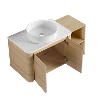 Mounted Bathroom Vanity With Art Sink, Storage Shelves, Soft Close Door