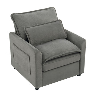 Modern Single Seat Accent Chair With Side Storage Pockets