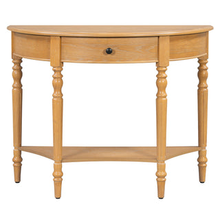 Half Moon Console Table With Drawer & Shelf