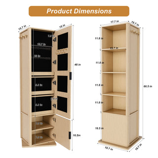 360° Rotating Makeup Cabinet With Full Length Mirror