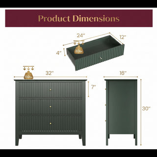 Fluted 3 Drawer Nightstand With Soft Close Slides