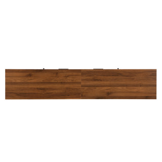 TV Stand, Media Console With 2 Drawers, Soft Closing Slatted Doors, Living Room Entertainment Center - Walnut