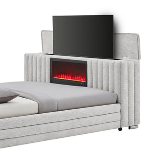 Elliot - Bed With Immersive Sound, LED Lighting, Fireplace Footboard, TV Lift