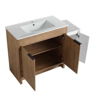 Freestanding Bathroom Vanity With Sink And Storage Cabinets, Soft Closing Doors