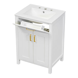 Bathroom Vanity Combo With Ceramic Sink, Luxurious Space-Saving Vanity, 2 Soft Close Doors