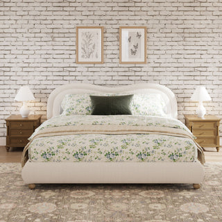 Upholstered Platform Bed Frame With Curved Headboard