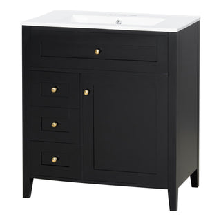 Bathroom Vanity With Sink, 3 Drawers And Adjustable Shelf, Freestanding Storage Unit