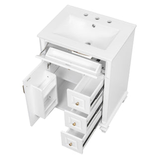 Freestanding Bathroom Vanity With Sink, 3 Drawers & Flip-Out Drawer