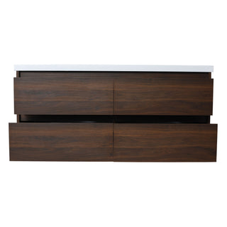 Modern Floating Bathroom Vanity With Dual Resin Sink, Soft Close Drawers