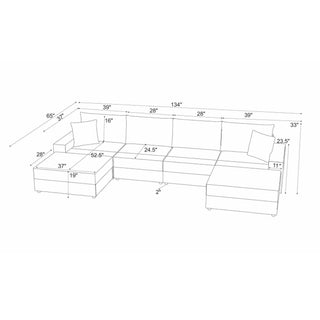 Sectional Sofa With 2 Ottomans And Toss Pillows